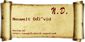 Neuwelt Dávid névjegykártya